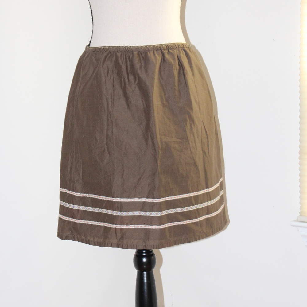 J.Crew, elastic waistband brown light weight  summer skirt ....